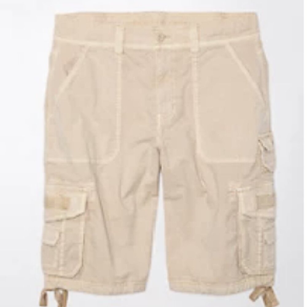 NWT American Eagle 8 Beige Khaki Shorts High Rise Baggy Bermuda Cargo Utility